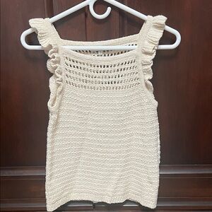 Madewell Cream Ruffled Knit Women's sweater